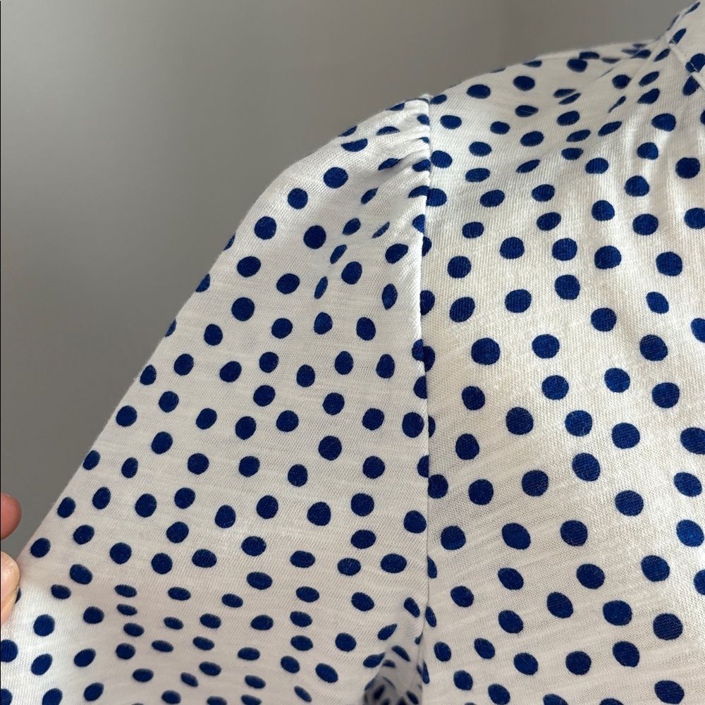 Boden White Top with Blue Polka Dots - Picture 4 of 5